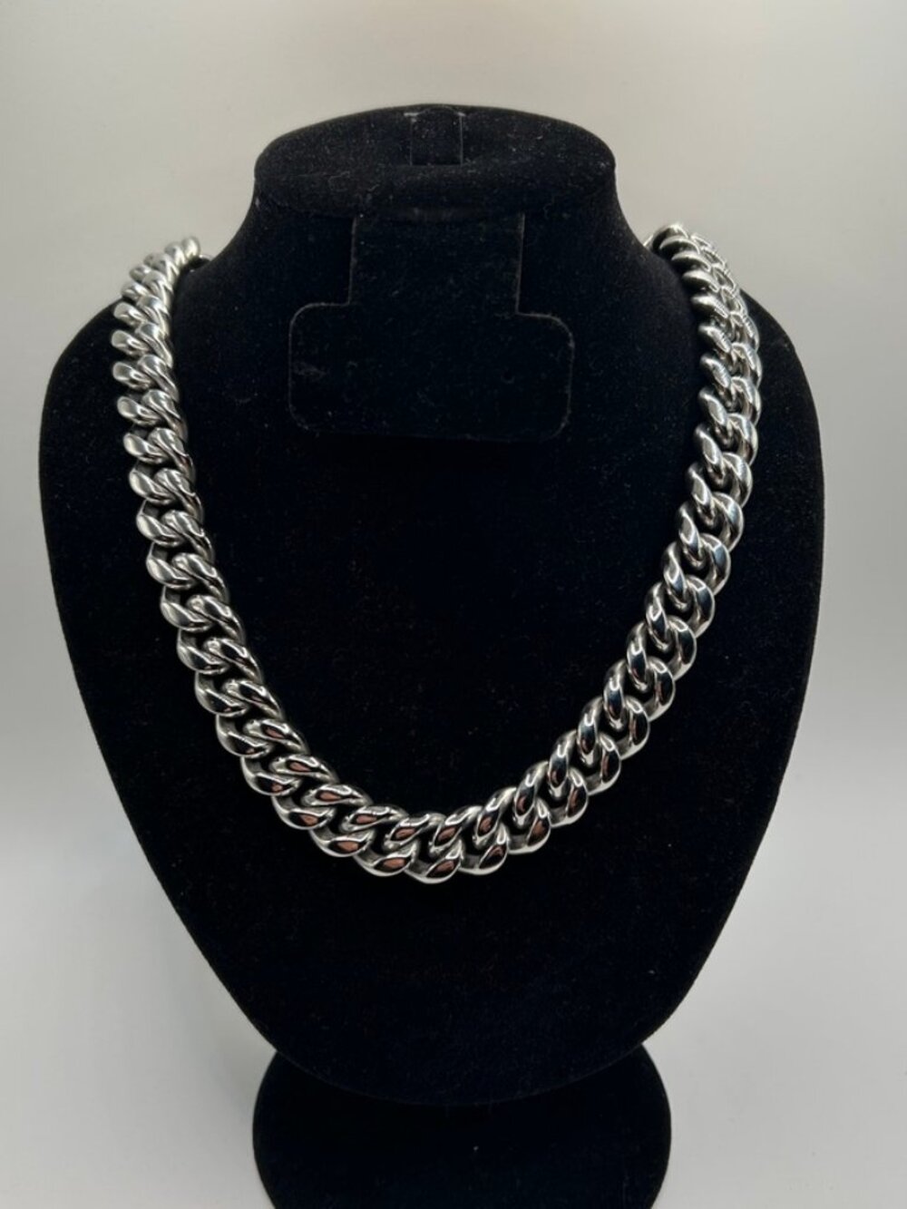 Real Silver Cuban Chain & Bracelet Set Plated Stainless Steel 14mm 20in Mens